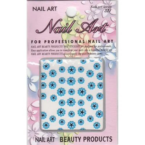 3D nálepky, modré kvety s čiernym stredom