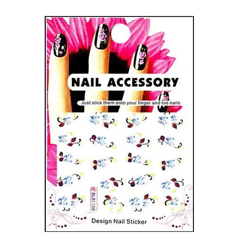 Farebné vodolepky - svetlomodré kvety, hnedé lístky