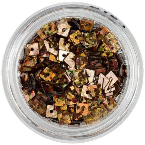 Hologramové štvorčeky s dierkou - medené