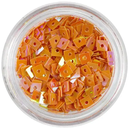 Oranžový štvorček - nail art ozdoba s dierkou