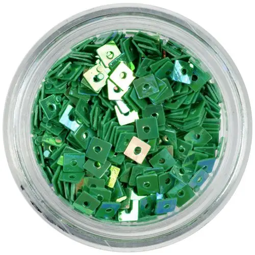 Ozdobné štvorčeky s dierkou - smaragdovo zelené