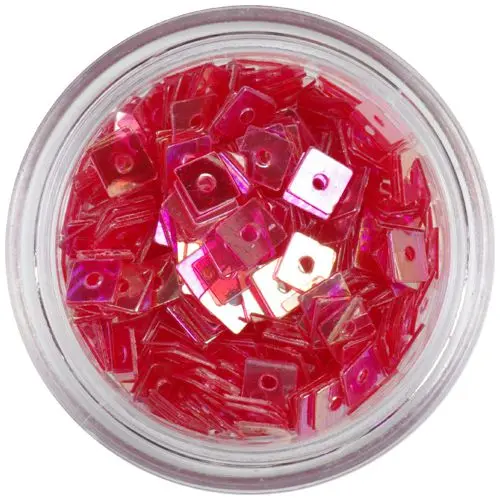 Ozdoba na nechty - svetločervené štvorčeky s dierkou