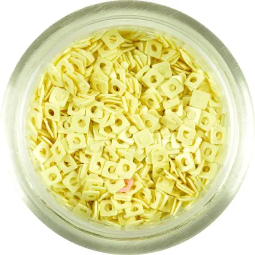 Malá ozdoba na nechty - banánovo žlté štvorčeky s dierkou