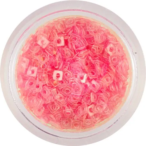 Priehľadné ozdobné štvorčeky s dierkou - lososové