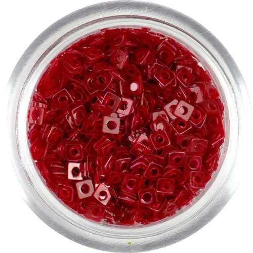 Priehľadné štvorčeky s dierkou - červené