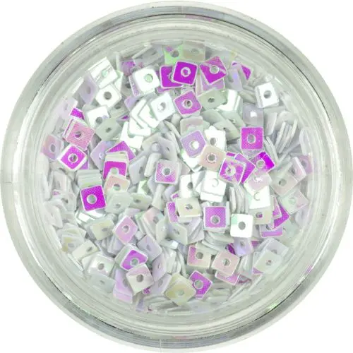 Malý štvorček s dierkou - biely s odleskom