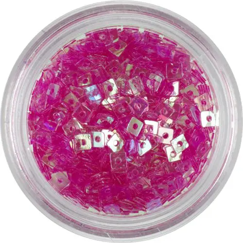 Priehľadné štvorčeky s dierkou - svetlé cyklámenové