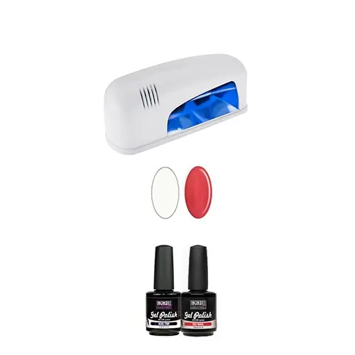UV/LED systém - skúšobná sada malá 2x15ml + 1.ž. lampa biela 9W