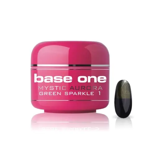 UV Gel na nechty Silcare Base One Color Mystic Aurora – Green Sparkle 01, 5g