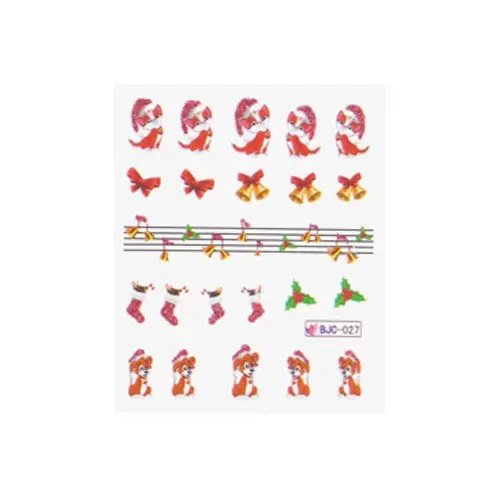 Vodné nálepky na nechty s vianočným motívom - 027