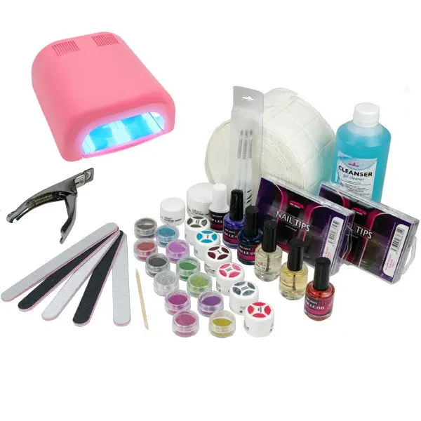 Set na gélové nechty - 1-fázový systém, 36W ružová UV lampa