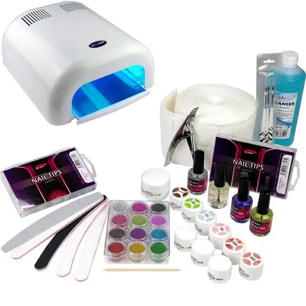 Set na gelové nechty - 3-fázový systém, 36W biela UV lampa