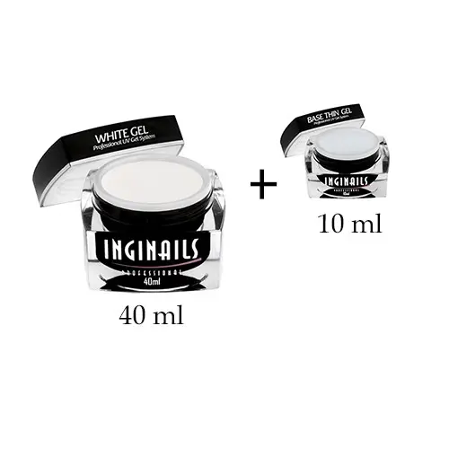 Sada Inginails Professional - UV gél White Gel 40ml + UV gél Base Thin Gel 10ml
