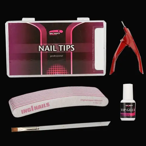 Modelovacia SADA: 10ks piníkov na nechty + nechtové tipy + lepidlo na nechty + gilotína + štetec