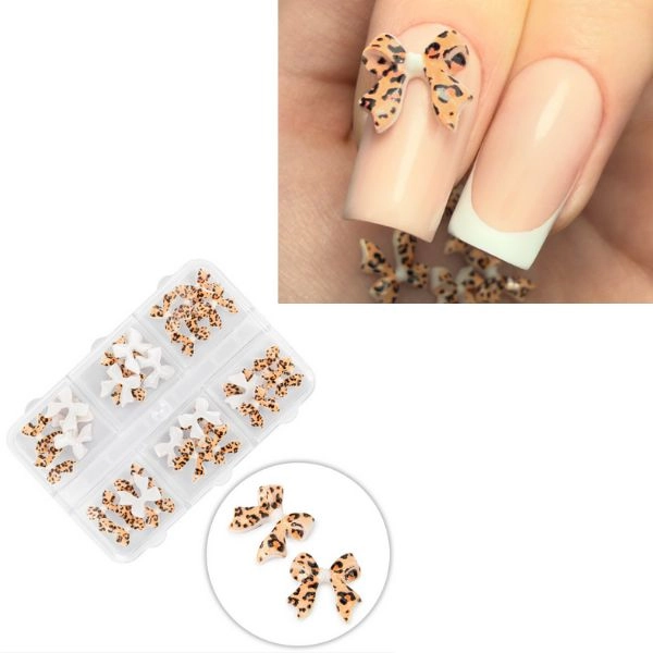 3D mašle na nechty, box - leopard, ​​45 ks