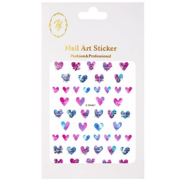 Nálepky na nechty - Fialové srdiečka Z-D5467