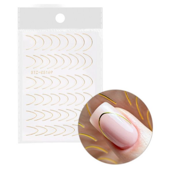 Samolepky na nechty - French Smile Line 48ks, zlaté - STZ-CS169