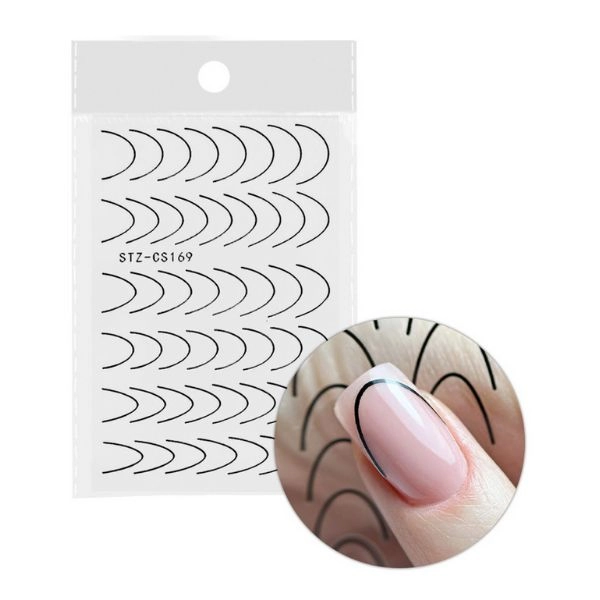 Samolepky na nechty - French Smile Line 48ks, čierne - STZ-CS169