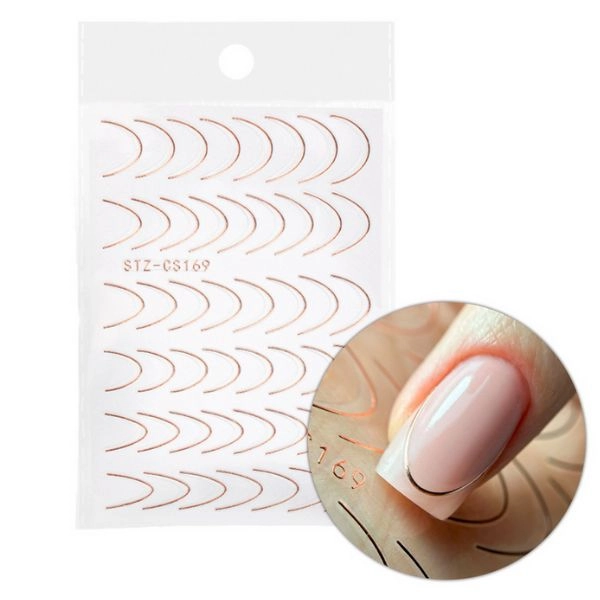 Samolepky na nechty - French Smile Line 48ks, ružovo-zlaté - STZ-CS169