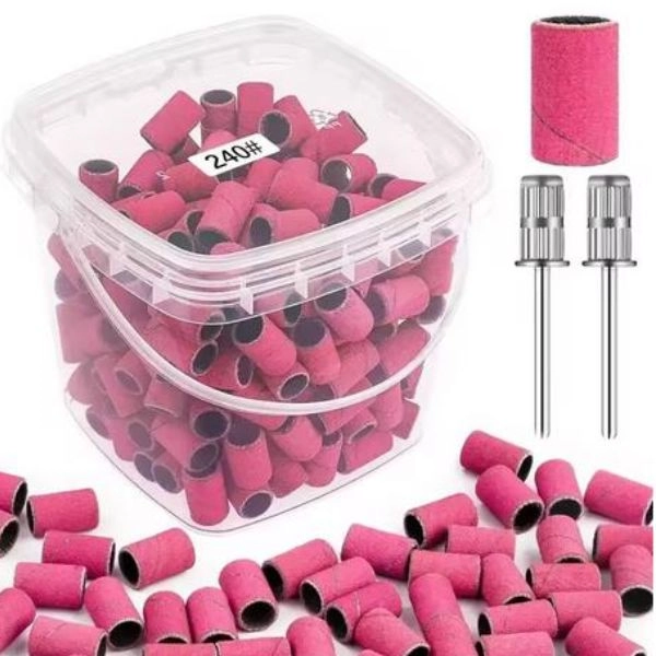 Brúsne kotúčiky v boxe, 200ks - zrnitosť 240, ružové