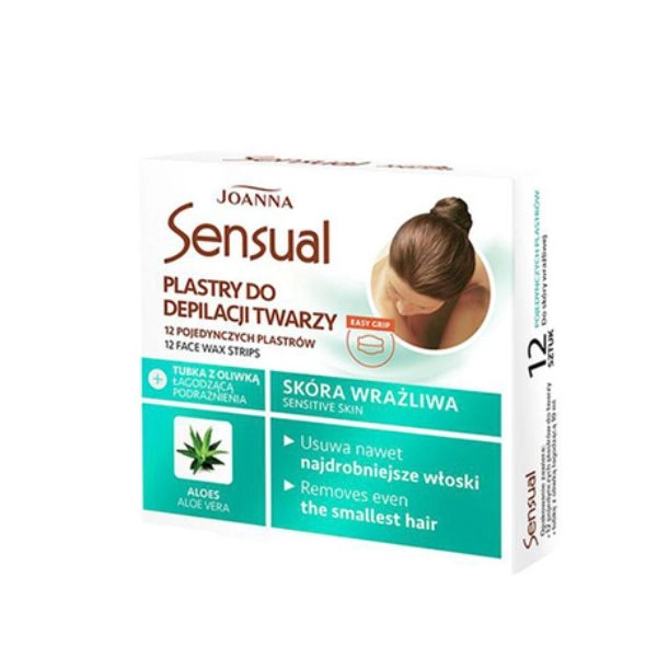 Joanna Sensual Aloes depilačné náplasti na tvár, 12 ks