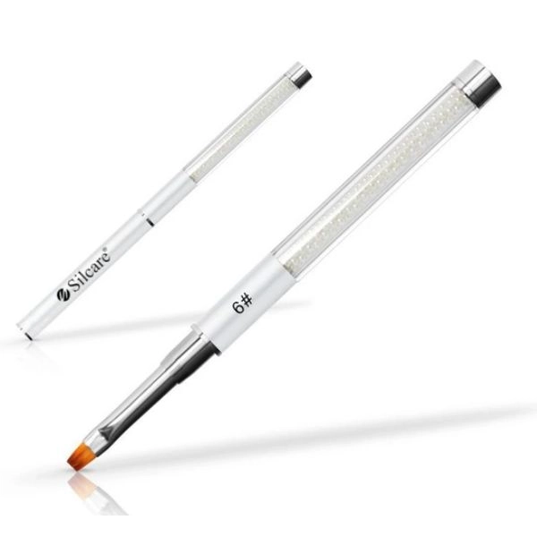 Štetec na gél č. 6 - s bielymi perličkami