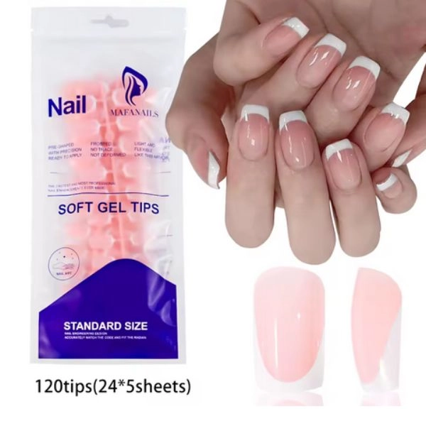 Tipy na nechty, 120ks - French Manicure