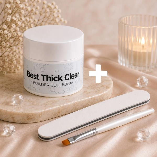 UV/LED stavebný gél - NTN Gel Best Thick Clear, 50g + štetec a pílnik ZADARMO
