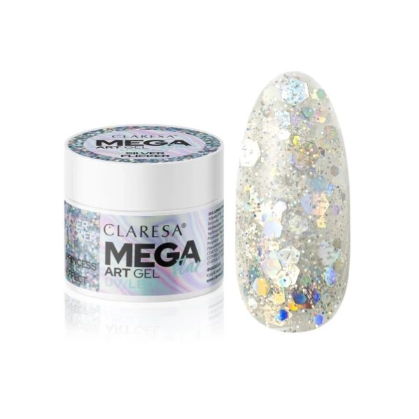 Claresa UV/LED MEGASTAR art gel - Silver Flicker, 10g