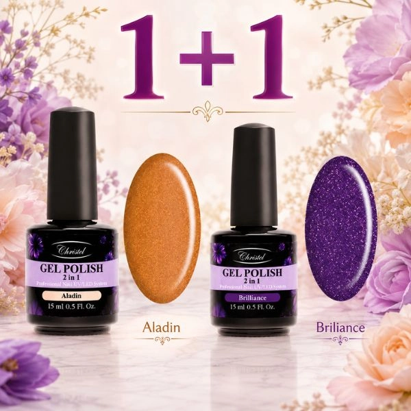 Christel Gél lak na nechty, 2v1 - Brilliance 15ml + AKCIA Gél lak Aladin, 15ml ZADARMO