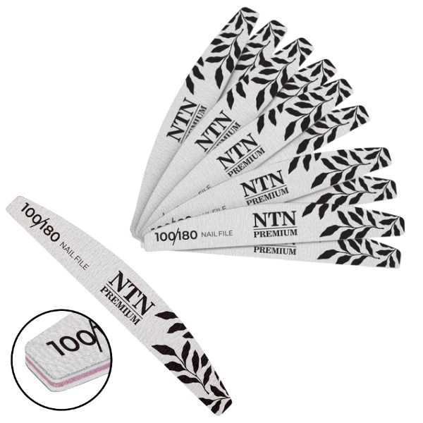 NTN Premium Pilník na nechty Halfmoon - Zebra 100/180, 10ks