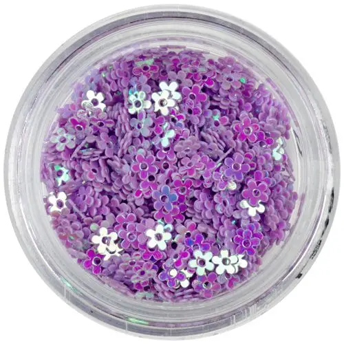 Svetlofialová ozdoba - kvietky s dierkou