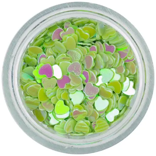 Flitrové srdiečka - svetlozelené