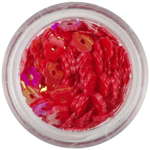 Červená ozdoba - kvietky s dierkou