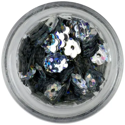 Strieborné kvietky s dierkou - hologramový odlesk