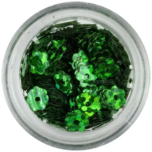 Tmavozelená ozdoba - kvietky s dierkou