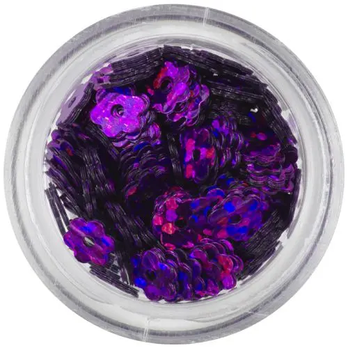 Fialové kvietky s dierkou - farebný odlesk