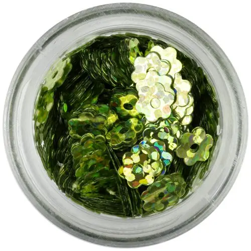 Nail art kvietok - olivovozelený, hologram