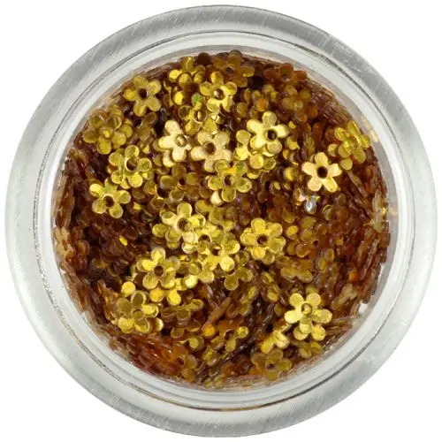 Nail art kvietky - zlaté