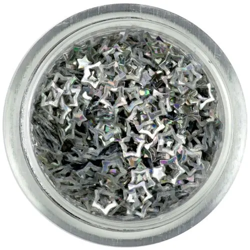 Strieborné hviezdičky - obrysy, hologram