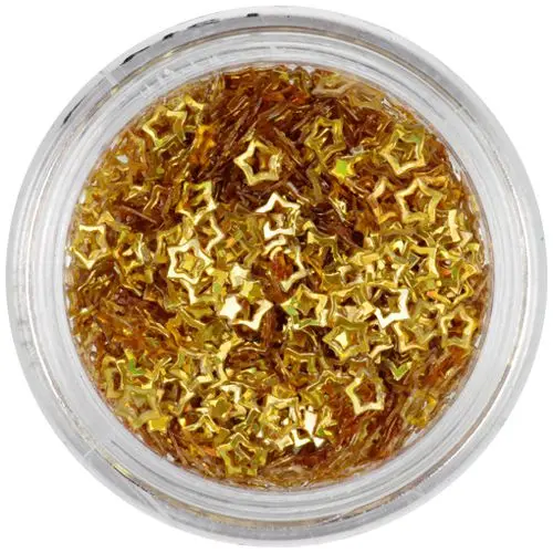 Ozdoba na nechty - zlatá hviezdička, hologram