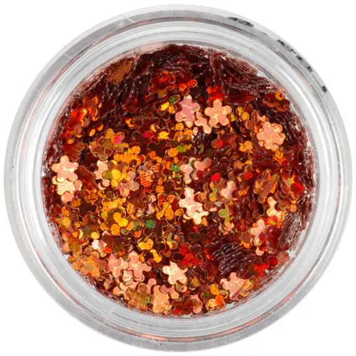 Medené nail art kvietky, hologram