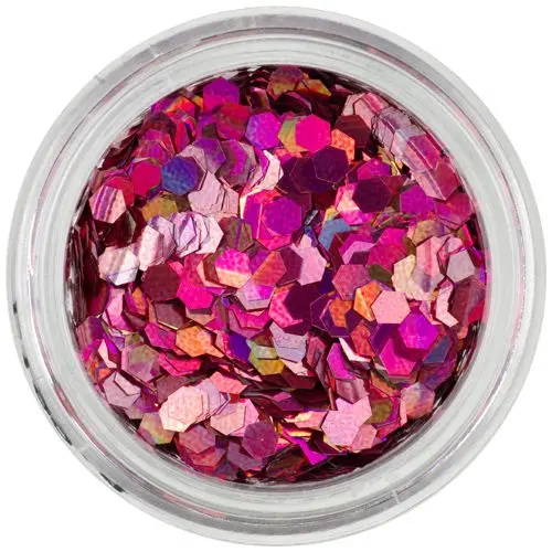 Ozdobné šesťhrany - holografické, ružové