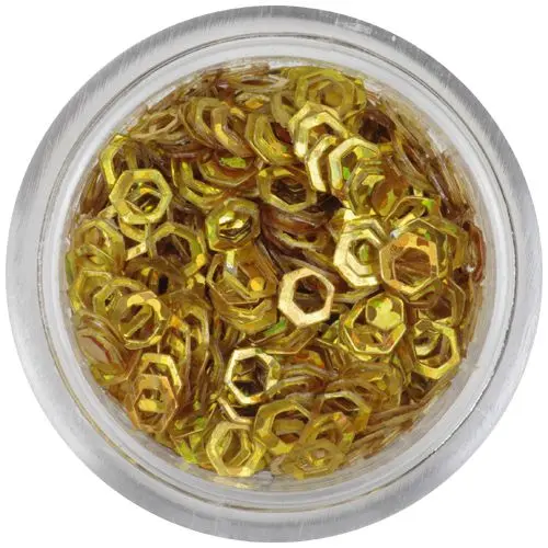 Ozdobný šesťhran - sýto zlatý, hologram