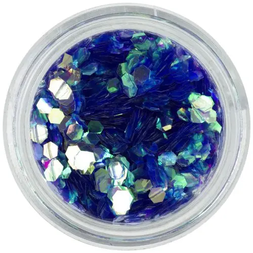 Tyrkysový nail art šesťhran - aquaelements