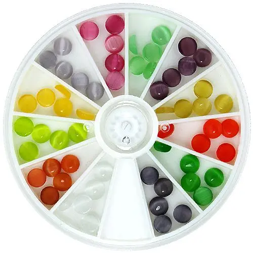 Ozdoby na nechty v boxe - guľaté kamienky, 8mm 