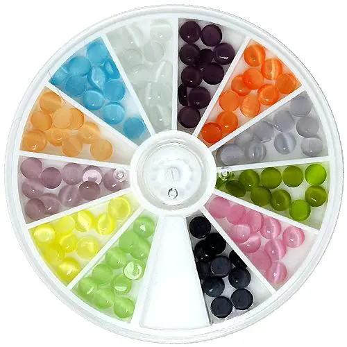 Ozdoby na nechty v boxe - guľaté kamienky, 5mm