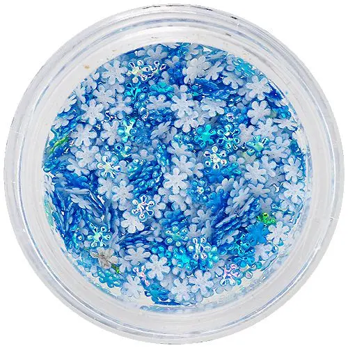 Svetlomodré ozdoby na nechty - 3D kvietky, mini