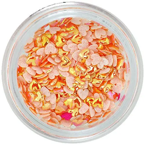 Dekorácia na nechty - oranžové 3D srdiečka