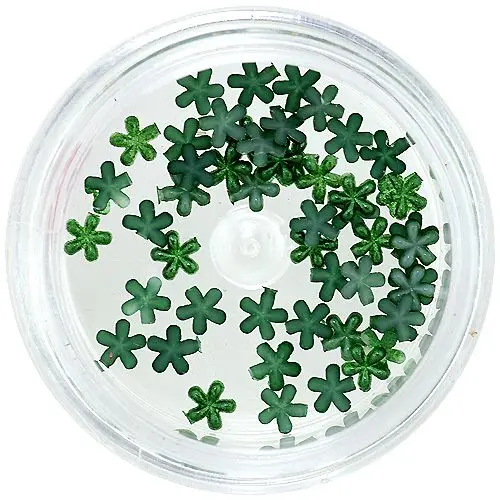 Perleťové nechtové ozdoby - tmavozelené kvietky